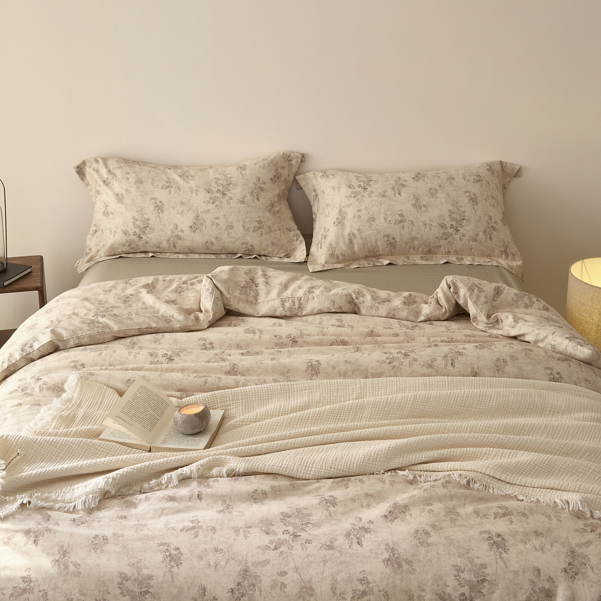 91家纺网 家纺一手货源 找家纺 莱豫家纺 2026新款亚麻棉四件套 松月