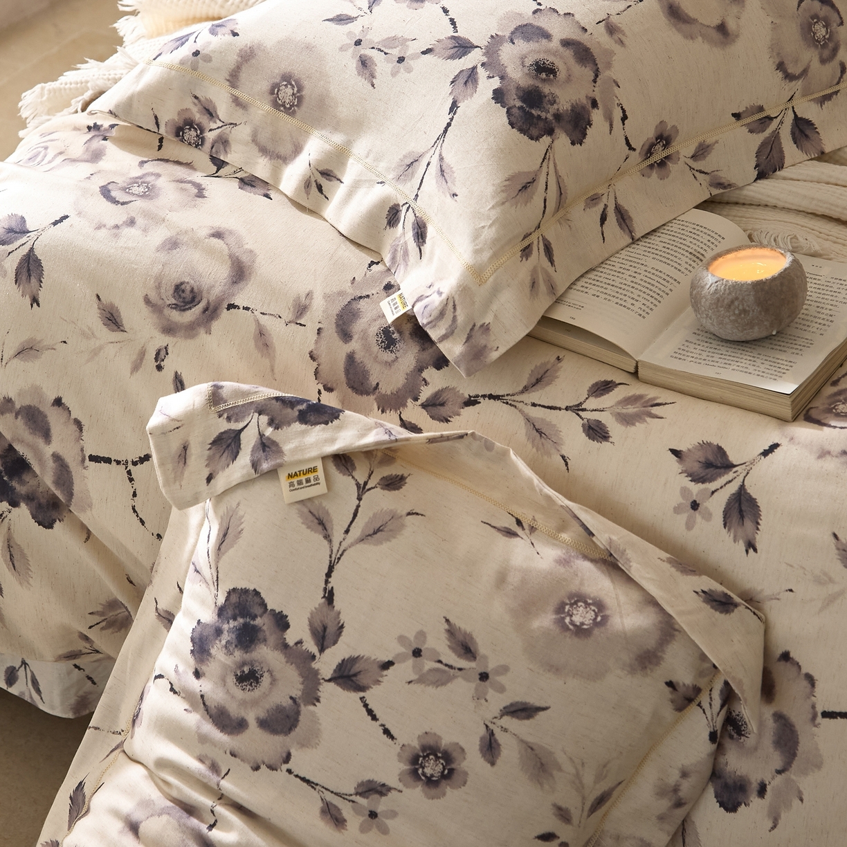 91家纺网 家纺一手货源 找家纺 莱豫家纺 2026新款亚麻棉四件套 七亩晴川