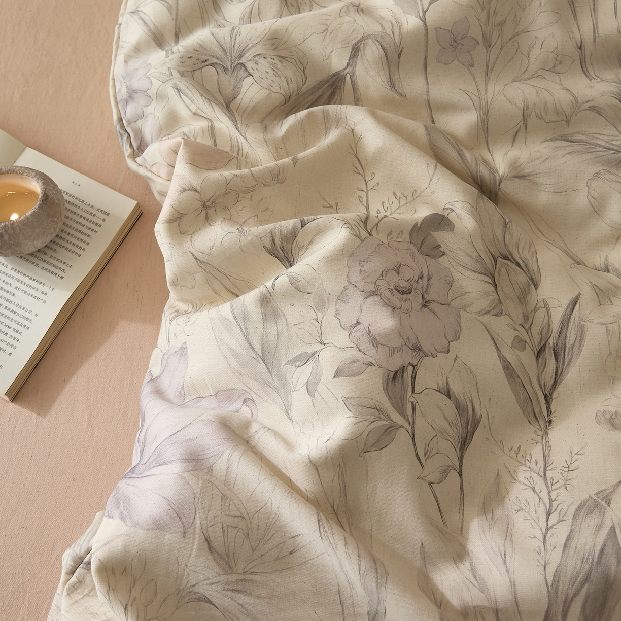 91家纺网 家纺一手货源 找家纺 莱豫家纺 2026新款亚麻棉四件套 花前月下