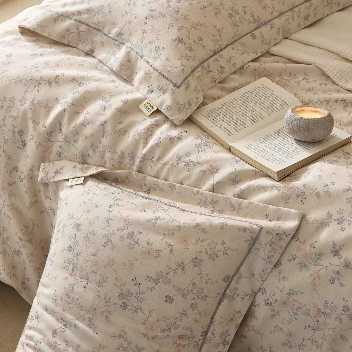 91家纺网 家纺一手货源 找家纺 莱豫家纺 2026新款亚麻棉四件套 花房