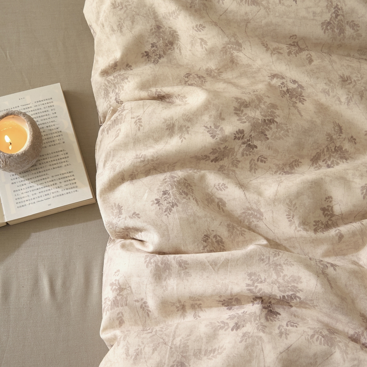 91家纺网 家纺一手货源 找家纺 莱豫家纺 2026新款亚麻棉四件套 松月