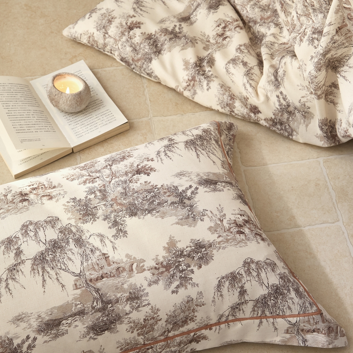 91家纺网 家纺一手货源 找家纺 莱豫家纺 2026新款亚麻棉四件套 树屋