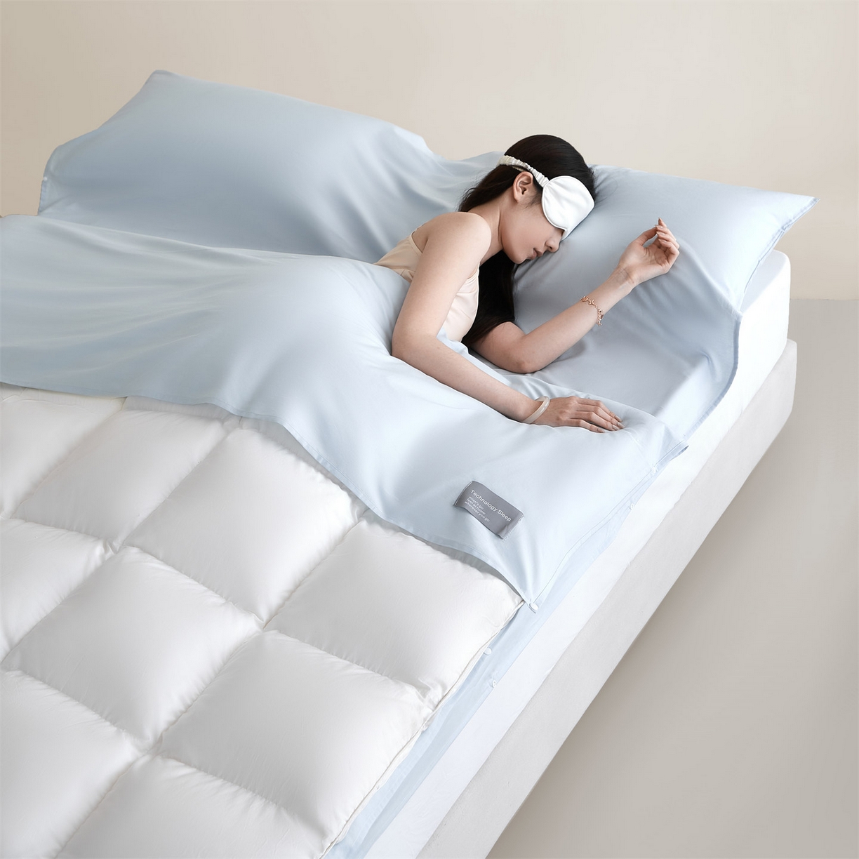 女子家纺 2026新款全棉纯棉旅行随身携带睡袋 隔脏旅睡-晴空蓝