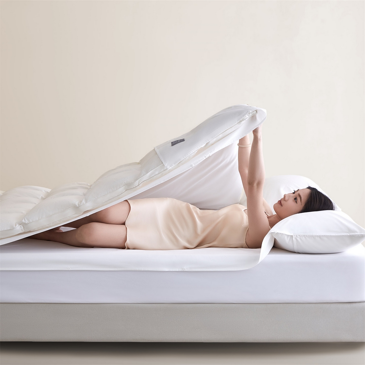 91家纺网 家纺一手货源 找家纺 女子家纺 2026新款全棉纯棉旅行随身携带睡袋 隔脏旅睡-山茶白