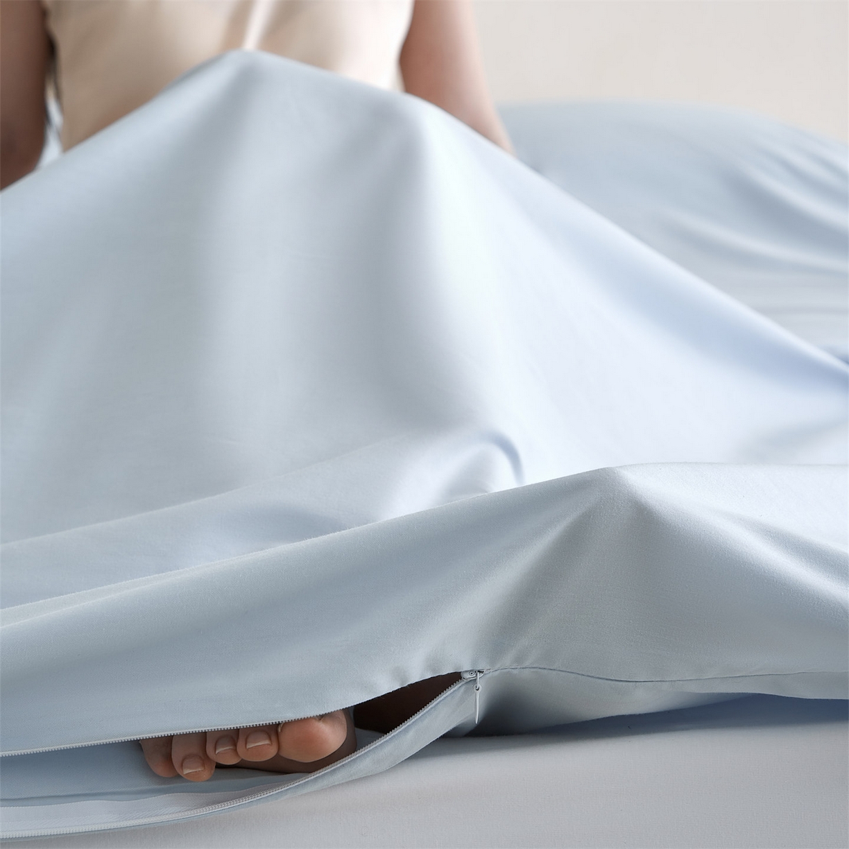 91家纺网 家纺一手货源 找家纺 女子家纺 2026新款全棉纯棉旅行随身携带睡袋 隔脏旅睡-晴空蓝