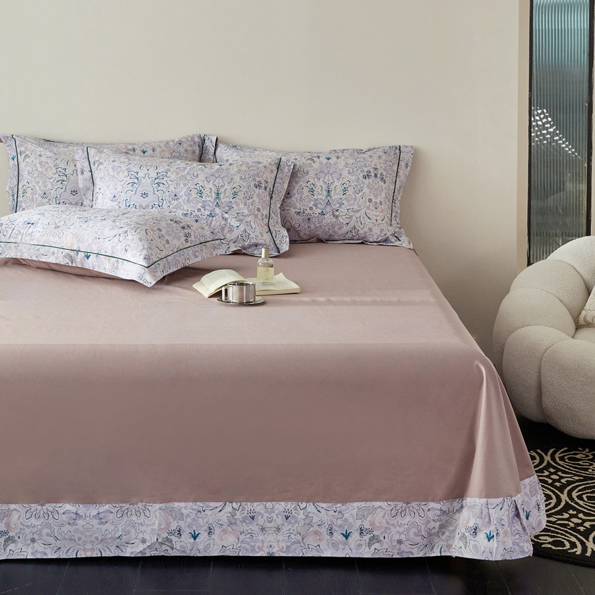 91家纺网 家纺一手货源 找家纺 由丽家纺 2026新款柔棉印花四件套系列 莫妮卡-绿