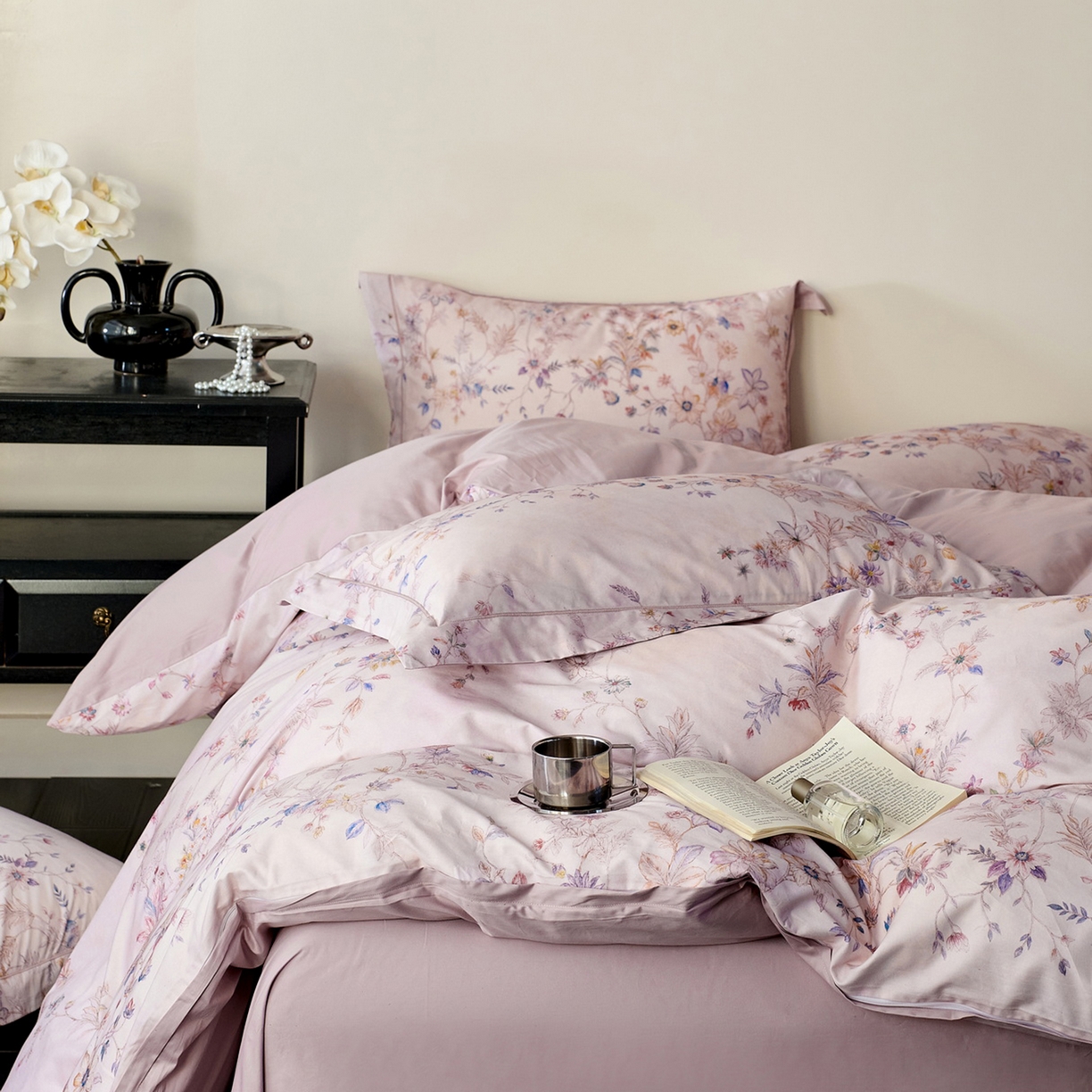 91家纺网 家纺一手货源 找家纺 由丽家纺 2026新款柔棉印花四件套系列 花梦-粉