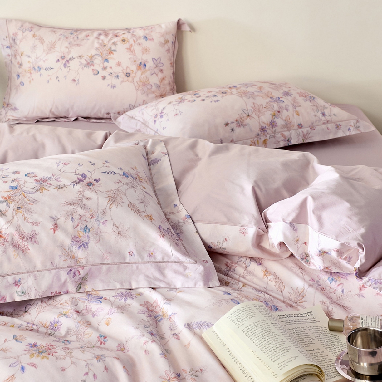 91家纺网 家纺一手货源 找家纺 由丽家纺 2026新款柔棉印花四件套系列 花梦-粉