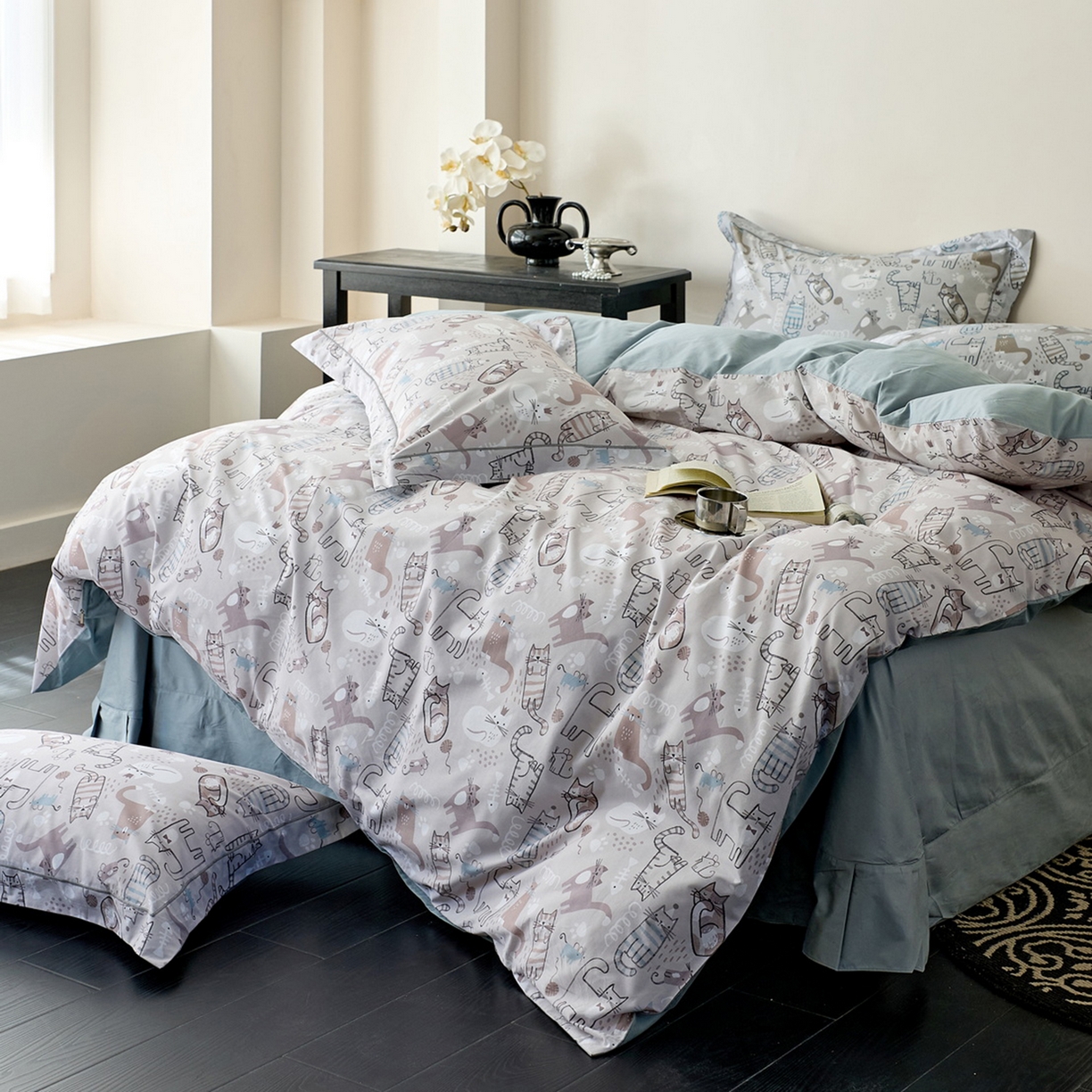 91家纺网 家纺一手货源 找家纺 由丽家纺 2026新款柔棉印花四件套系列 喵小宅