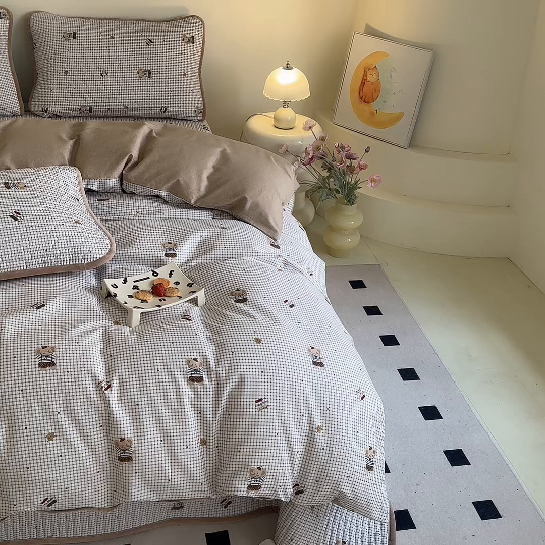 91家纺网 家纺一手货源 找家纺 凌云家纺 2026新款A类13372全棉床盖四件套 爱丁堡