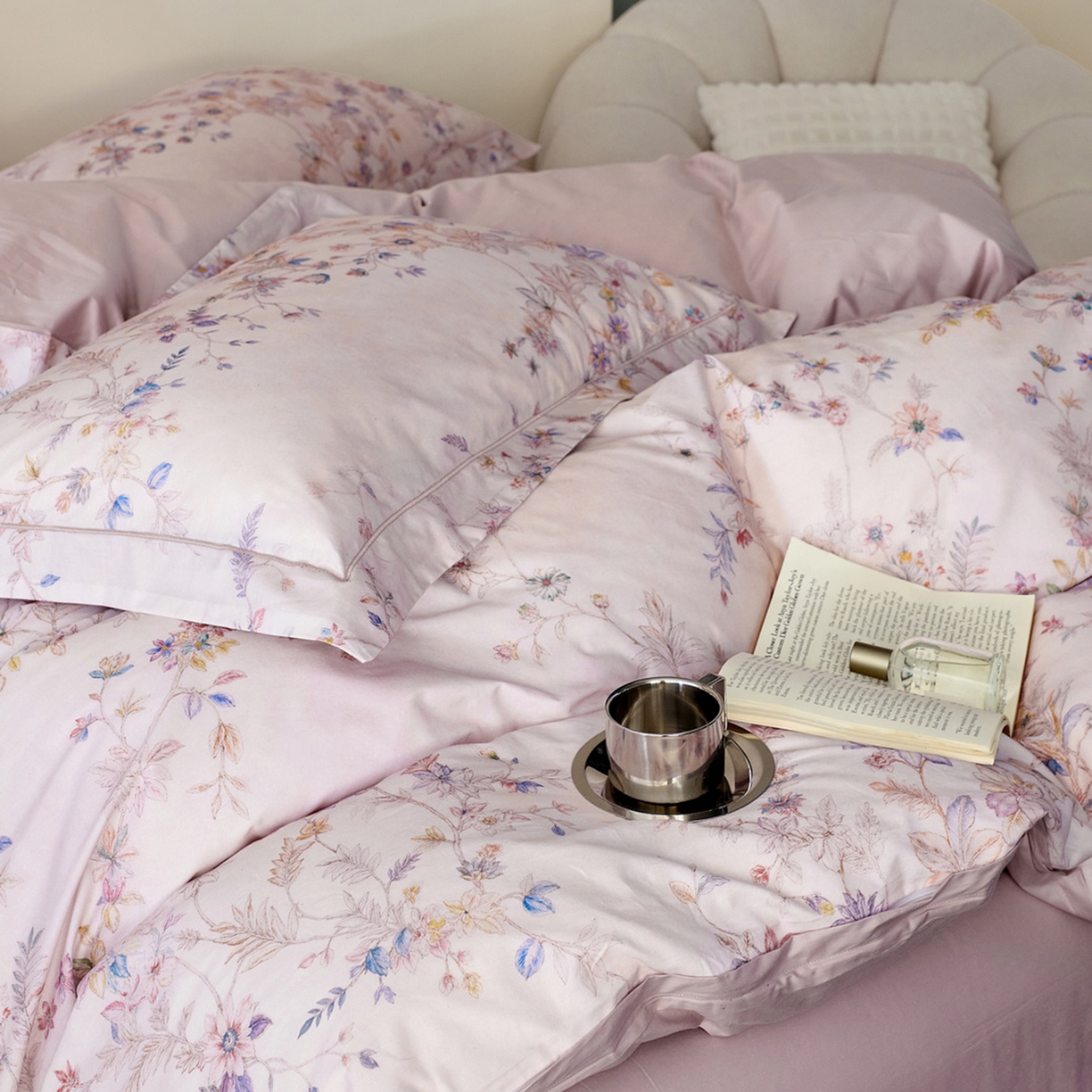 91家纺网 家纺一手货源 找家纺 由丽家纺 2026新款柔棉印花四件套系列 花梦-粉