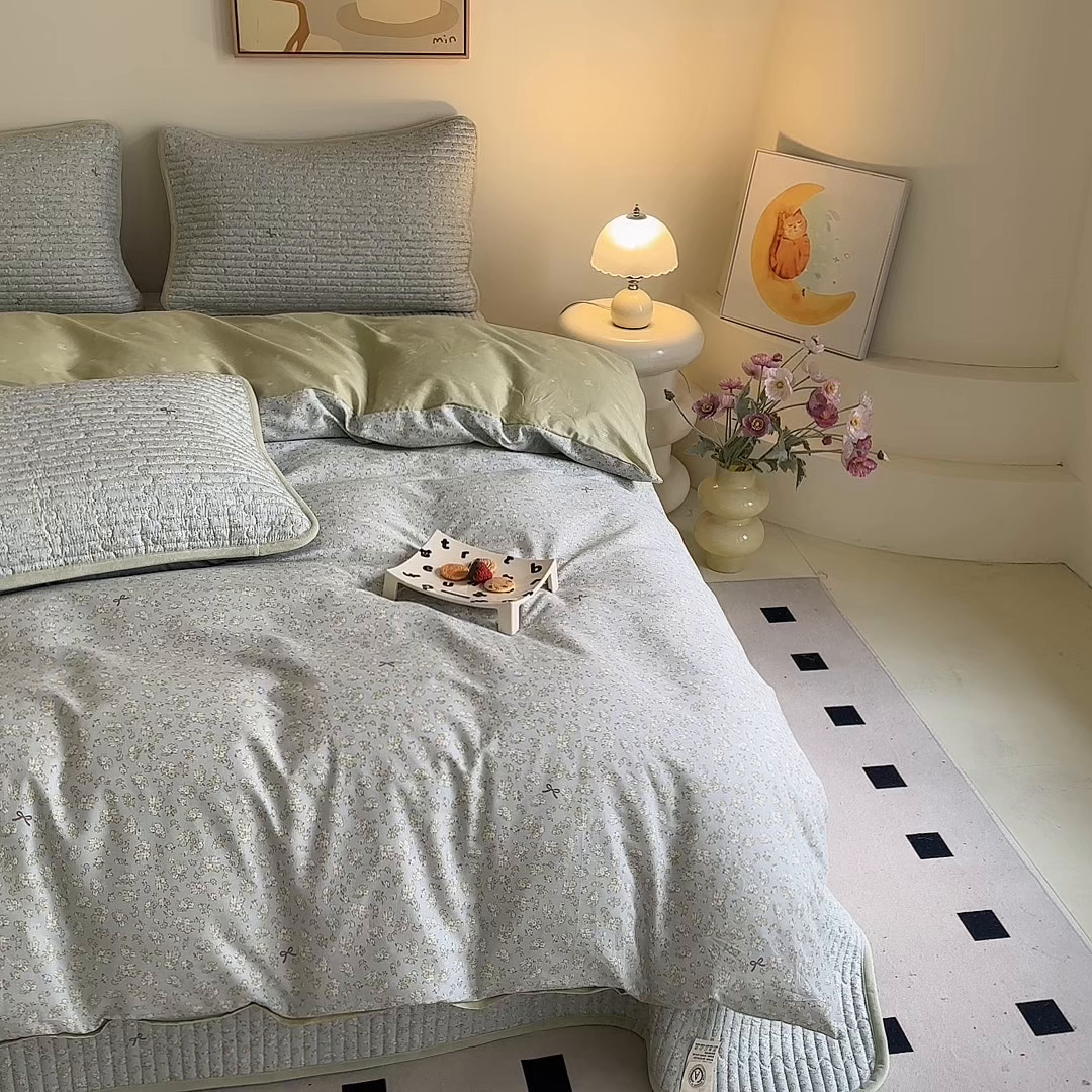 91家纺网 家纺一手货源 找家纺 凌云家纺 2026新款A类13372全棉床盖四件套 沐雨倾城