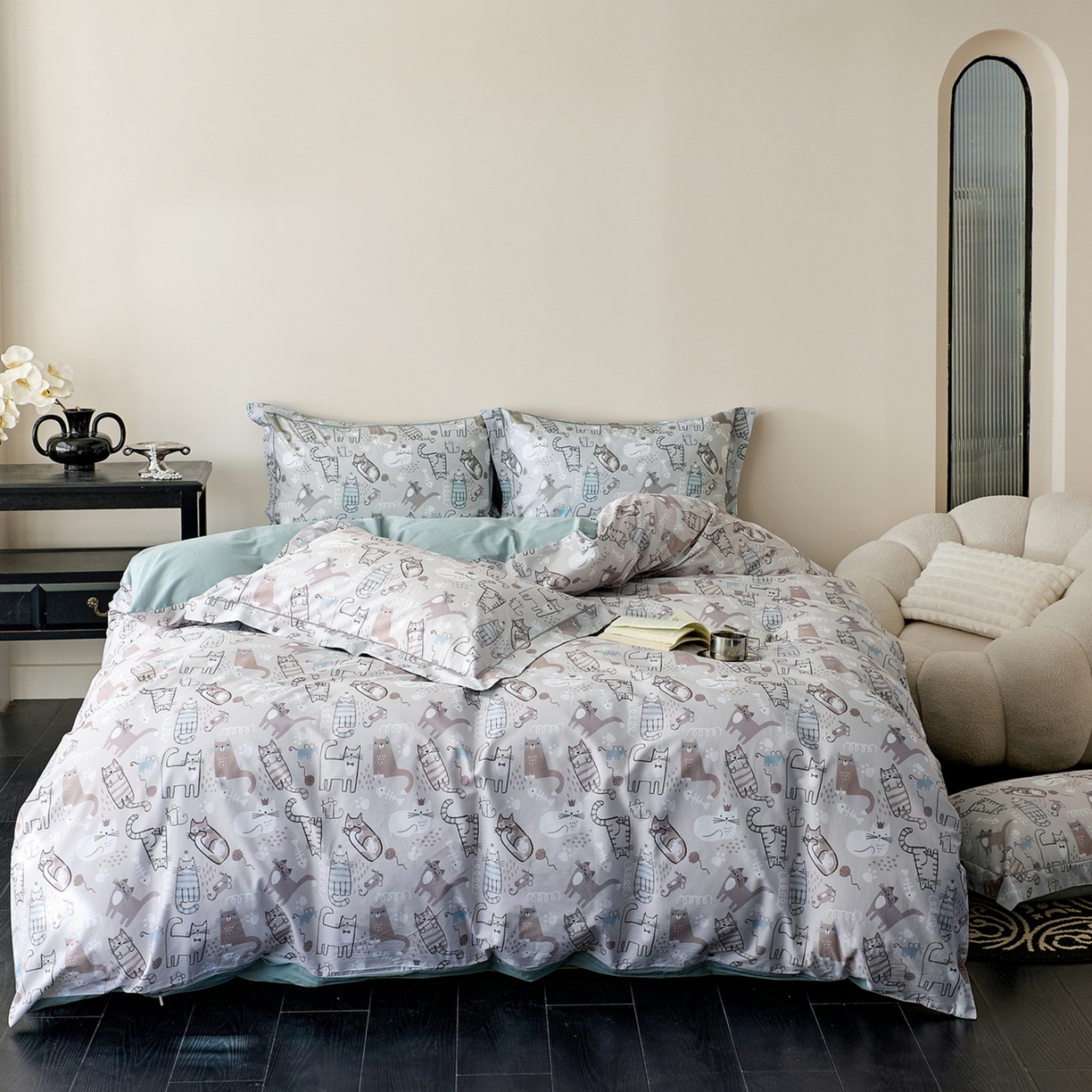 91家纺网 家纺一手货源 找家纺 由丽家纺 2026新款柔棉印花四件套系列 喵小宅