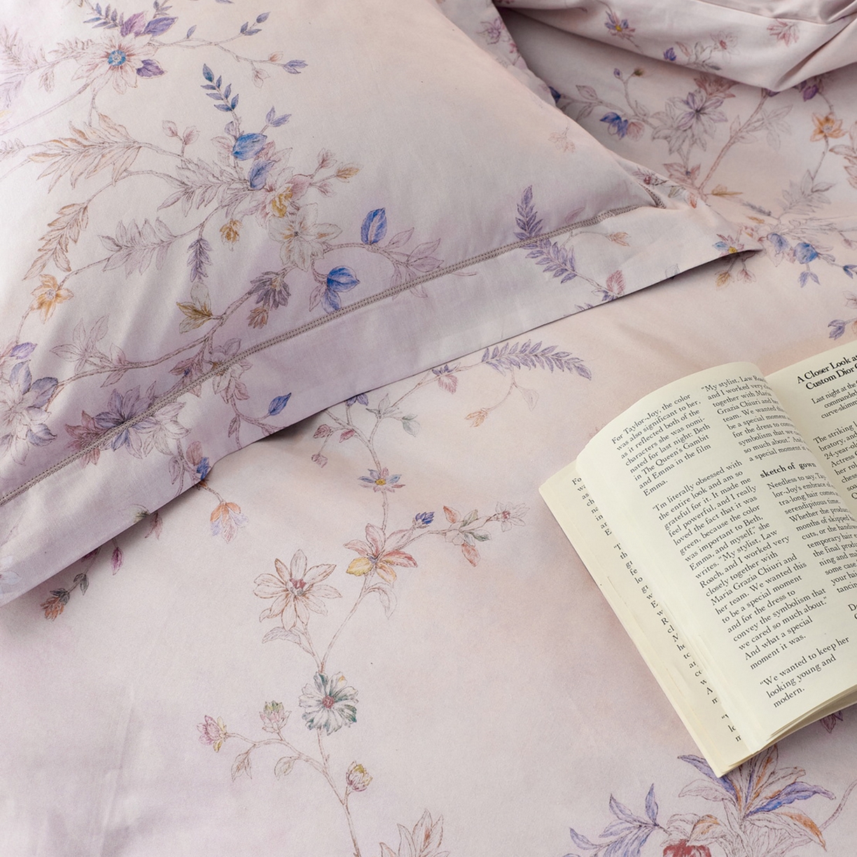 91家纺网 家纺一手货源 找家纺 由丽家纺 2026新款柔棉印花四件套系列 花梦-粉