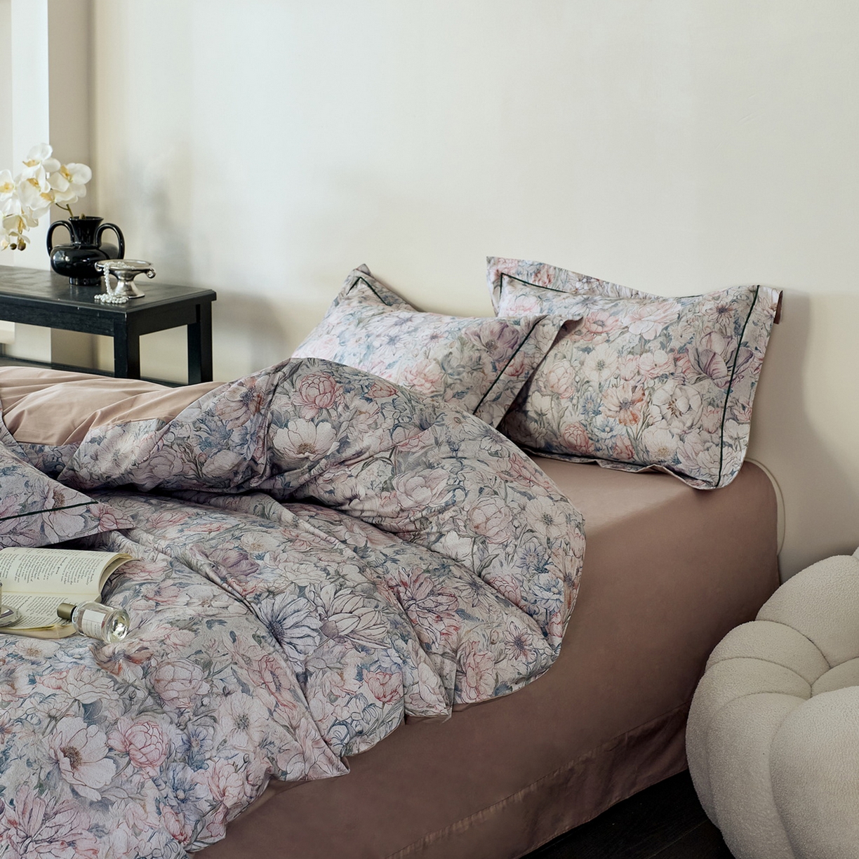 91家纺网 家纺一手货源 找家纺 由丽家纺 2026新款柔棉印花四件套系列 奈莎-绿