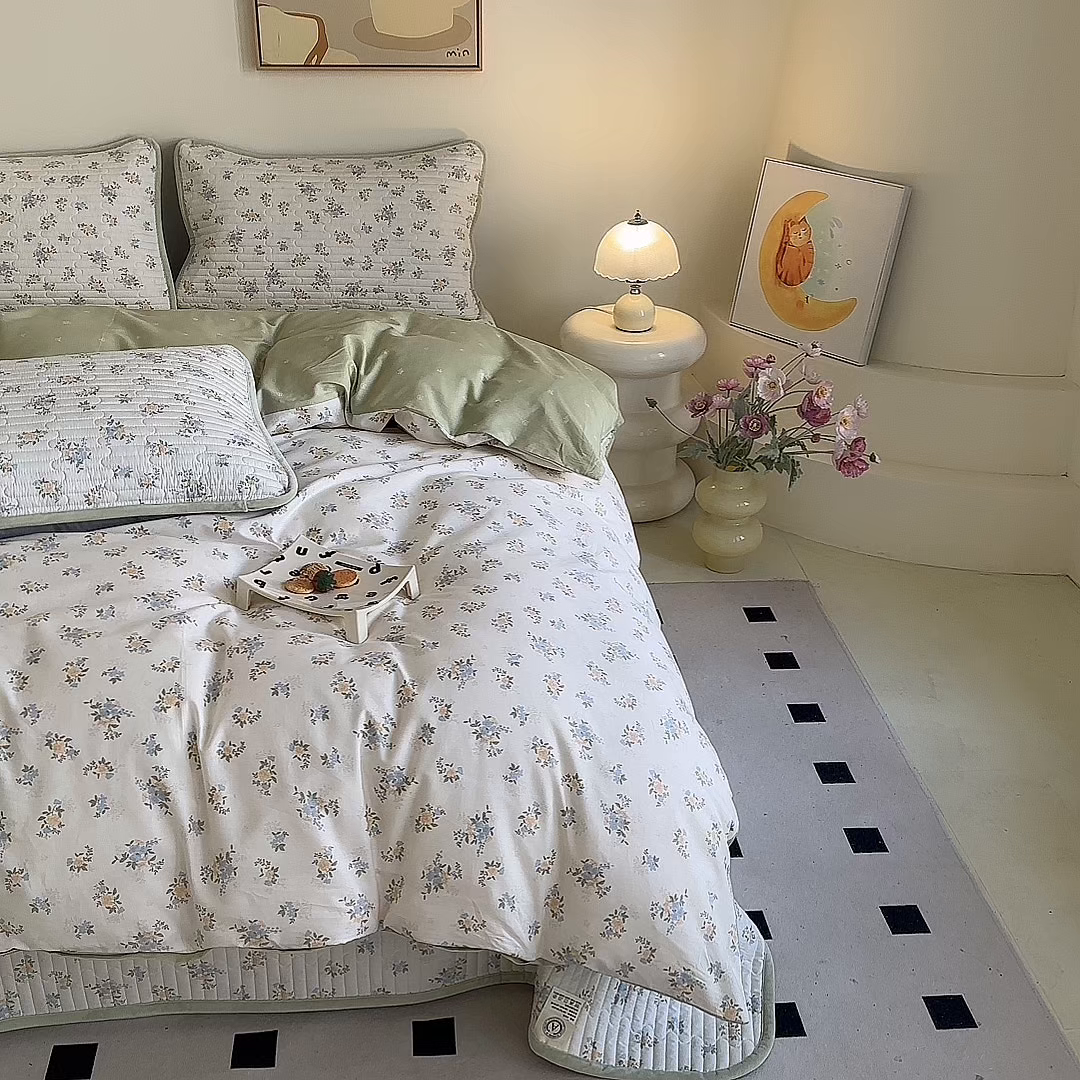 91家纺网 家纺一手货源 找家纺 凌云家纺 2026新款A类13372全棉床盖四件套 沐雅清风