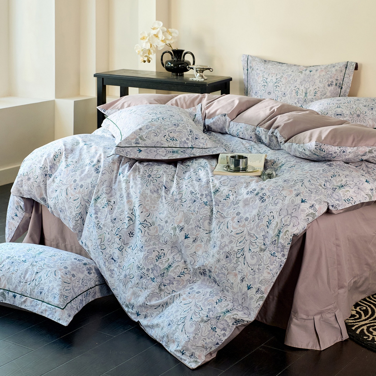 91家纺网 家纺一手货源 找家纺 由丽家纺 2026新款柔棉印花四件套系列 莫妮卡-绿