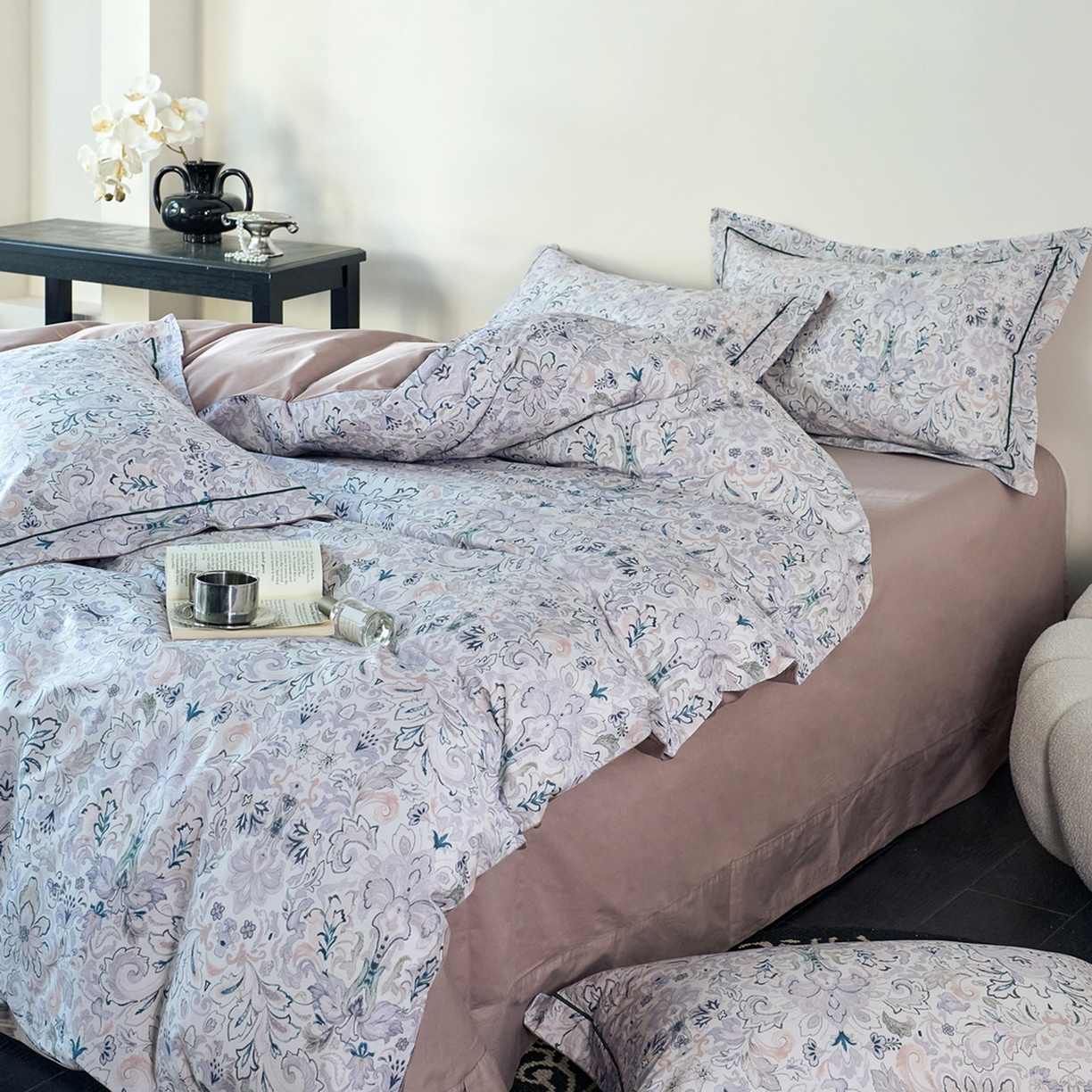 91家纺网 家纺一手货源 找家纺 由丽家纺 2026新款柔棉印花四件套系列 莫妮卡-绿