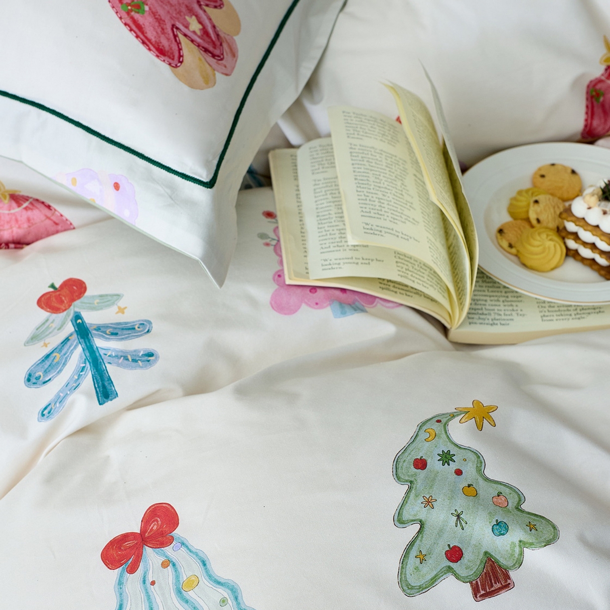 91家纺网 家纺一手货源 找家纺 由丽家纺 2026新款柔棉印花四件套系列 花漾岛-绿