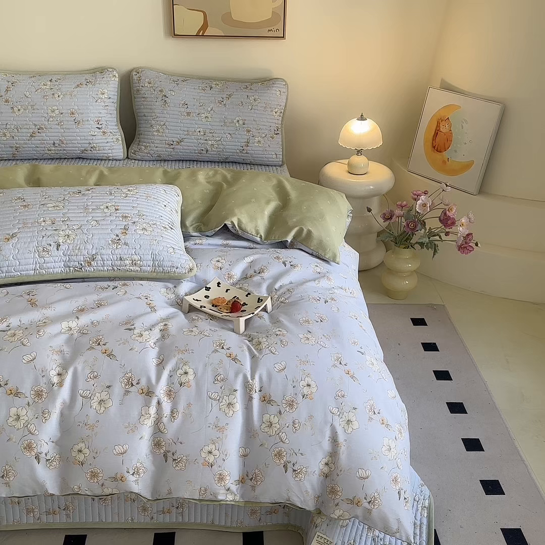 91家纺网 家纺一手货源 找家纺 凌云家纺 2026新款A类13372全棉床盖四件套 漫步云端