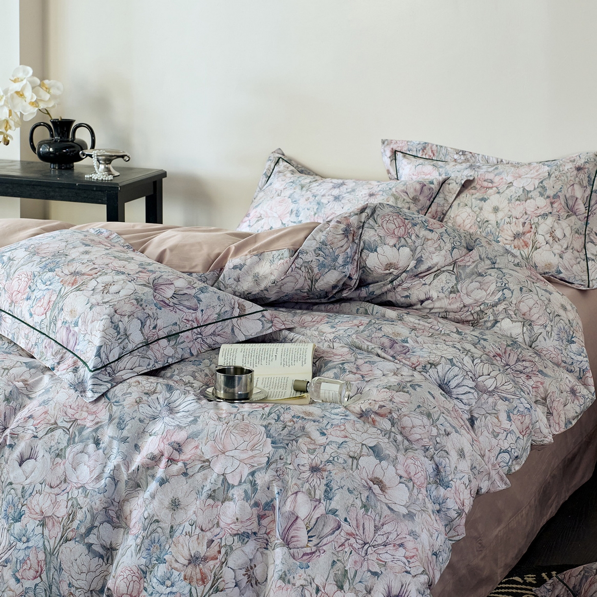 91家纺网 家纺一手货源 找家纺 由丽家纺 2026新款柔棉印花四件套系列 奈莎-绿