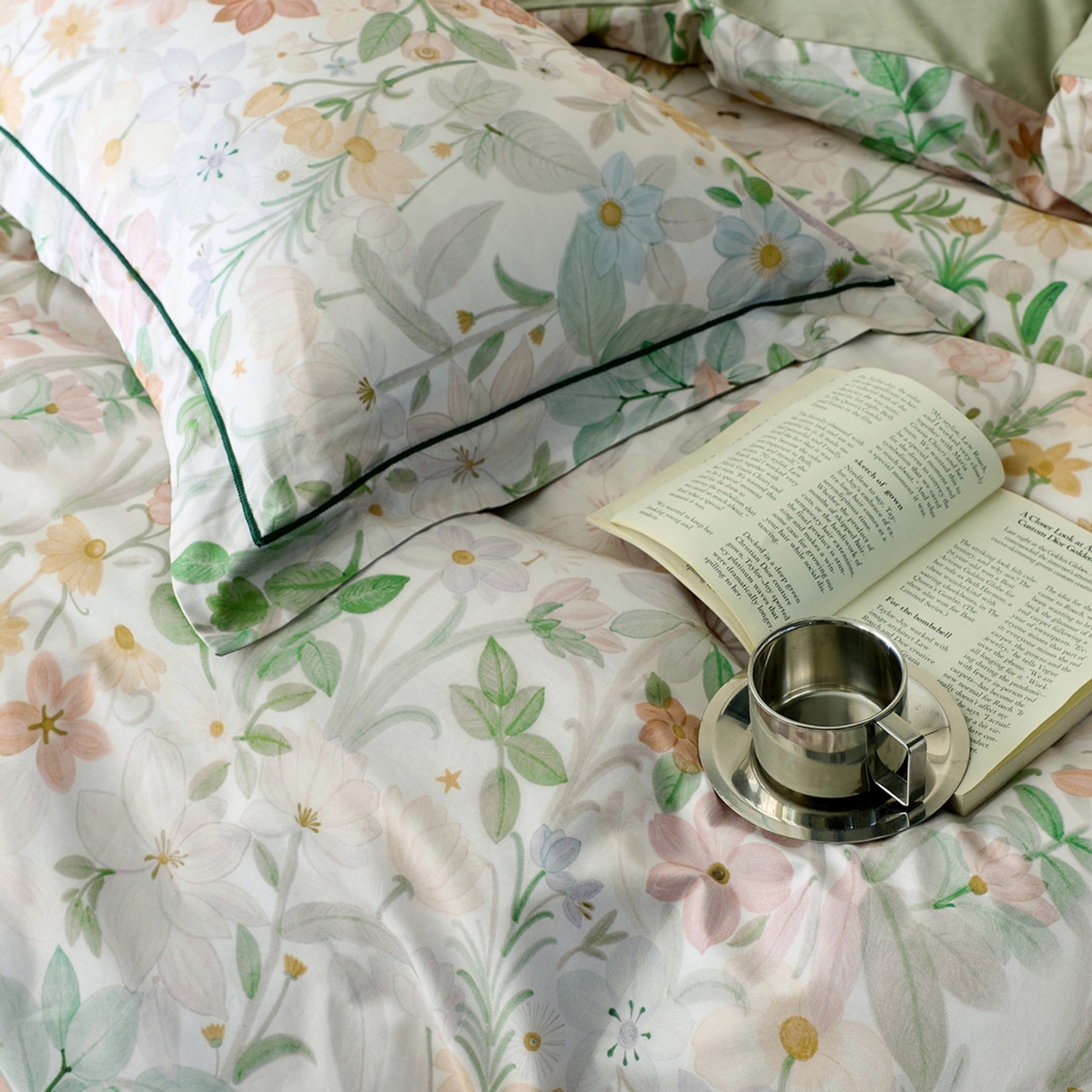 91家纺网 家纺一手货源 找家纺 由丽家纺 2026新款柔棉印花四件套系列 夏日甜心-绿