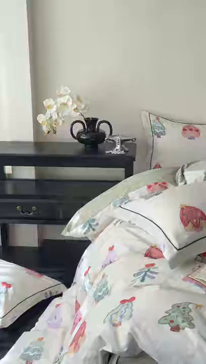 91家纺网 家纺一手货源 找家纺 由丽家纺 2026新款柔棉印花四件套系列 花漾岛-绿