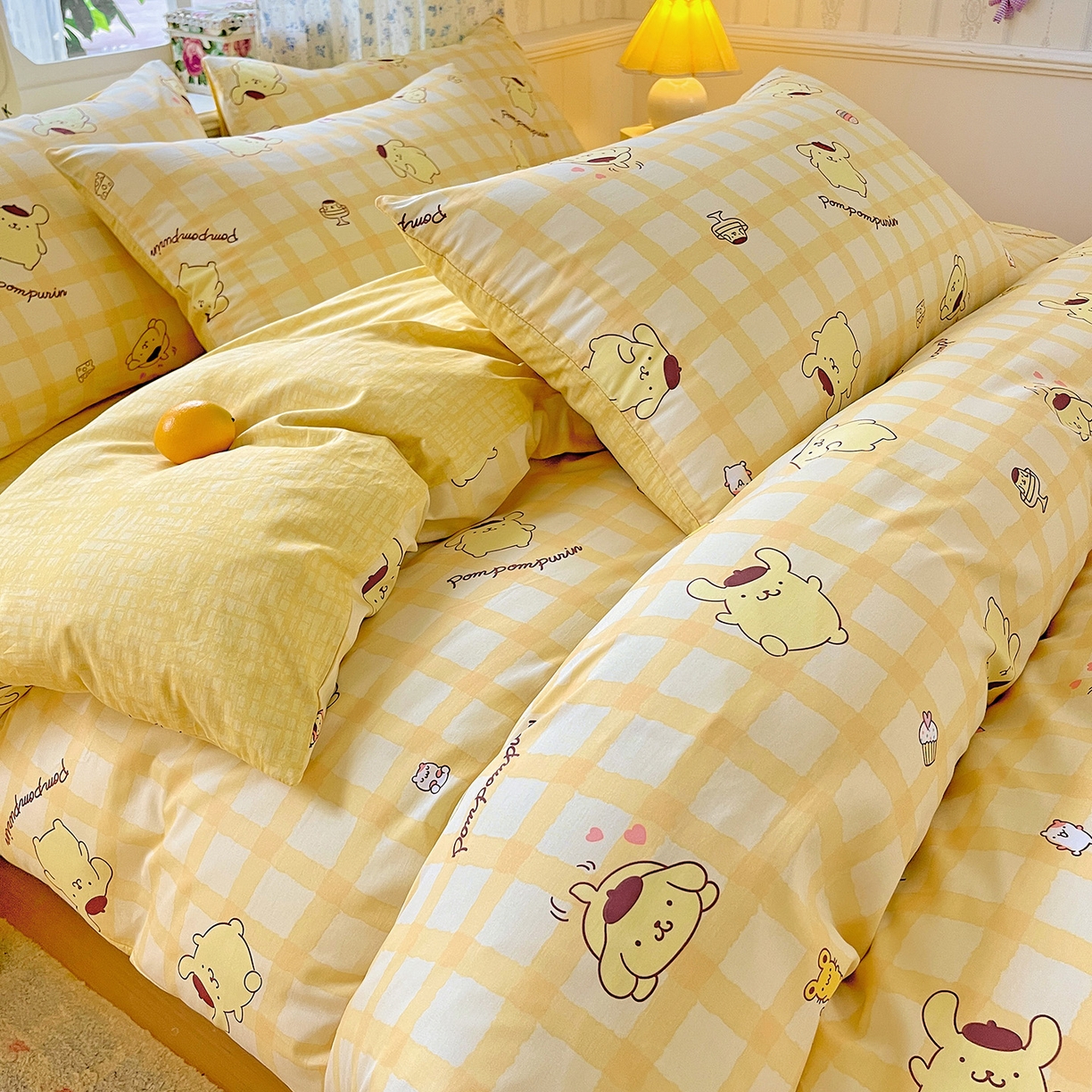 91家纺网 家纺一手货源 找家纺 朵希曼 2026新款正版授权全棉纯棉三丽鸥系列四件套 焦糖布丁狗