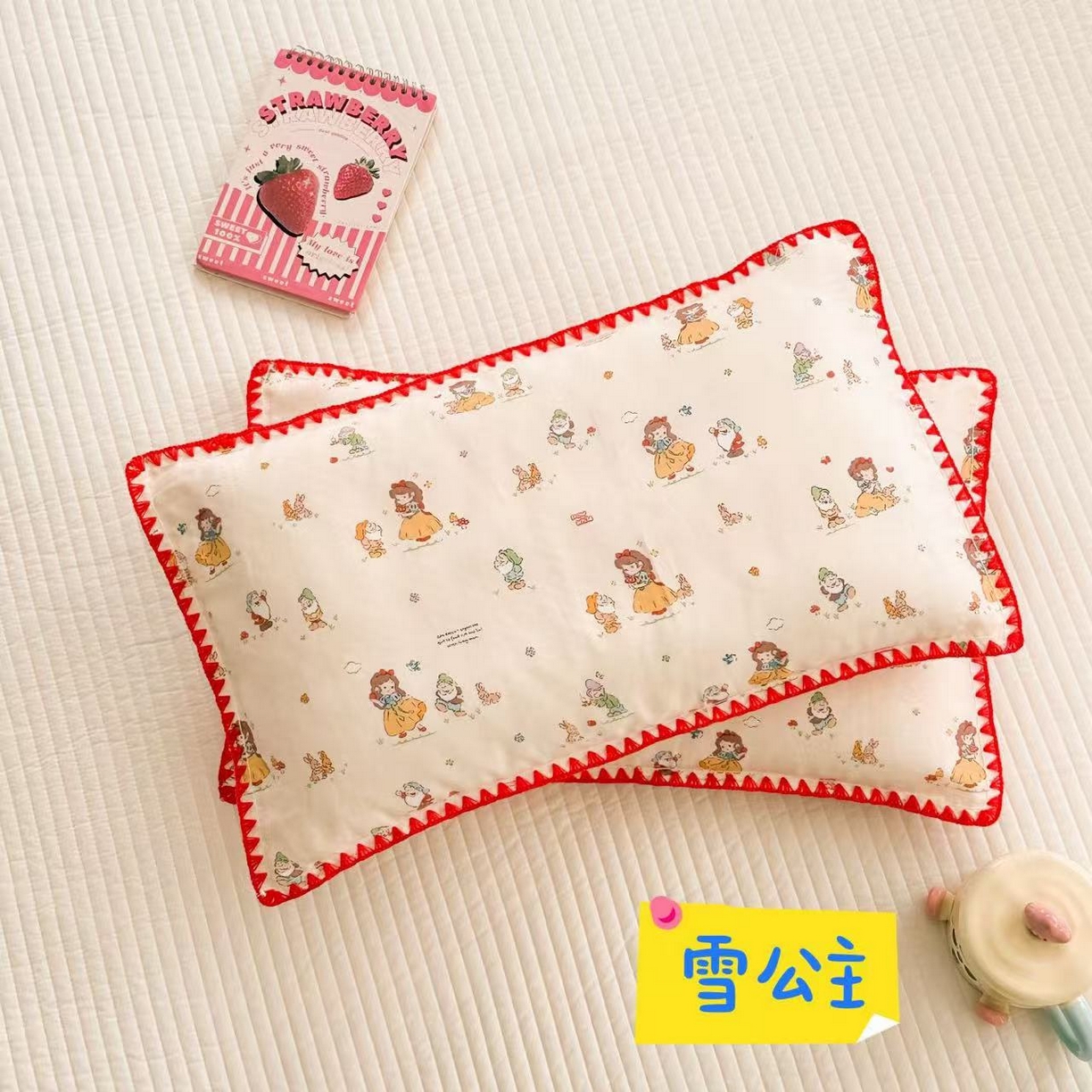 呗旺鹿 2026新款A类全棉纯棉双层纱儿童枕头套纯棉枕芯内胆套 雪公主
