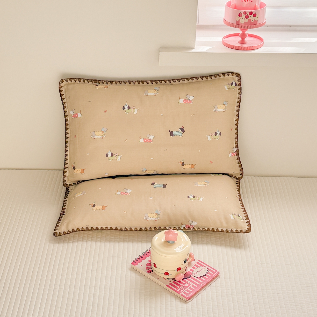 91家纺网 家纺一手货源 找家纺 呗旺鹿 2026新款A类全棉纯棉双层纱儿童枕头套纯棉枕芯内胆套 汪汪乐园