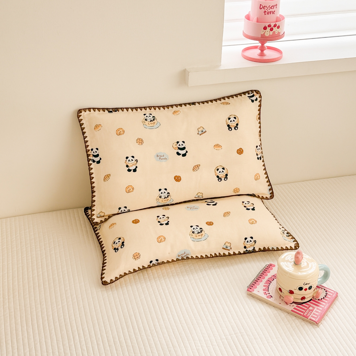 91家纺网 家纺一手货源 找家纺 呗旺鹿 2026新款A类全棉纯棉双层纱儿童枕头套纯棉枕芯内胆套 茶杯熊