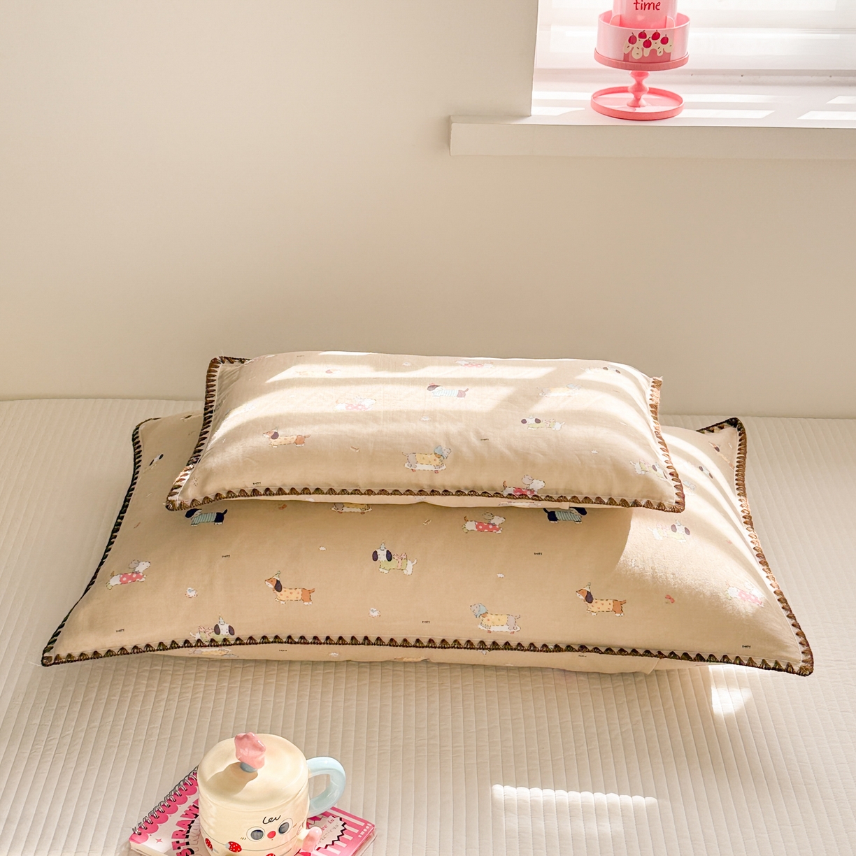 91家纺网 家纺一手货源 找家纺 呗旺鹿 2026新款A类全棉纯棉双层纱儿童枕头套纯棉枕芯内胆套 汪汪乐园