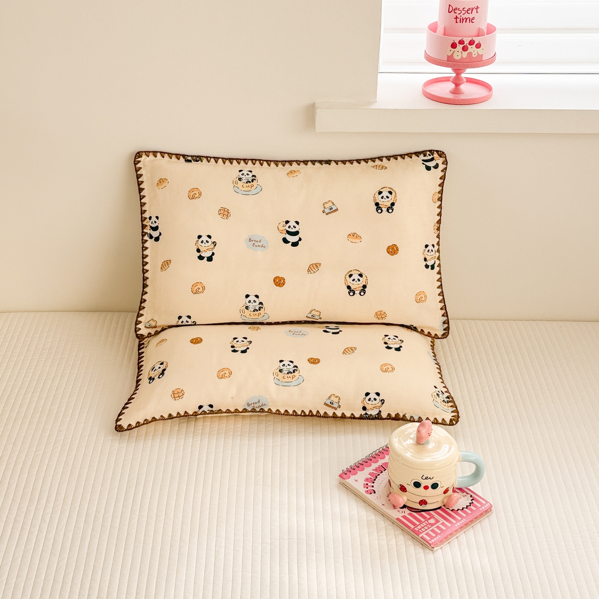 91家纺网 家纺一手货源 找家纺 呗旺鹿 2026新款A类全棉纯棉双层纱儿童枕头套纯棉枕芯内胆套 茶杯熊