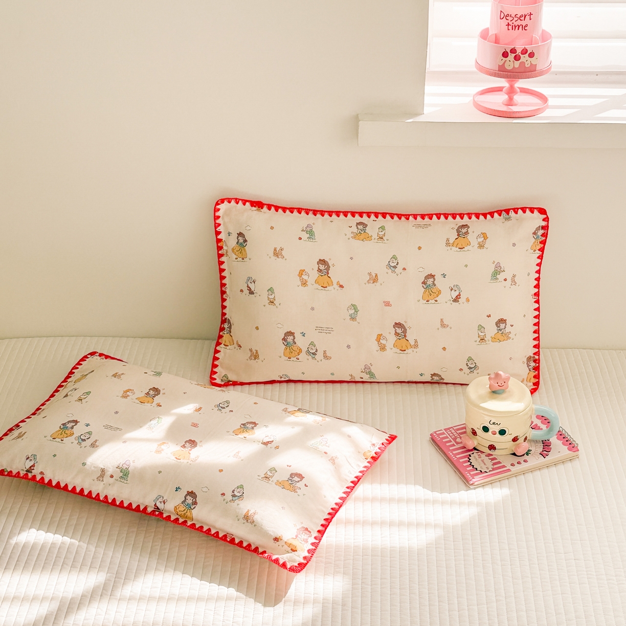 91家纺网 家纺一手货源 找家纺 呗旺鹿 2026新款A类全棉纯棉双层纱儿童枕头套纯棉枕芯内胆套 雪公主