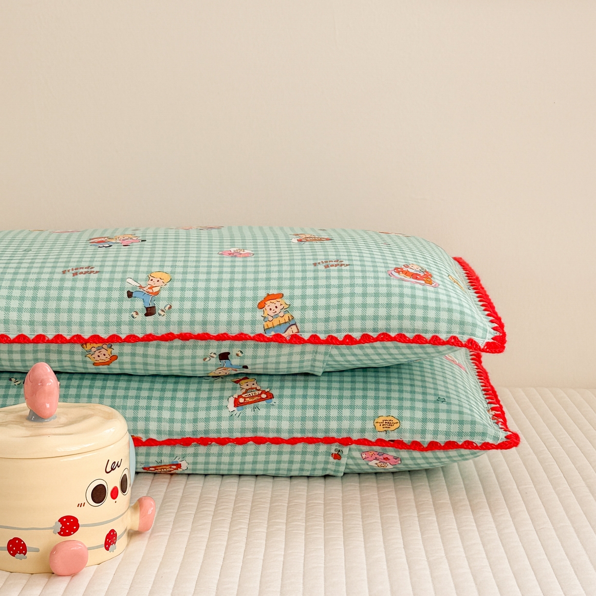 91家纺网 家纺一手货源 找家纺 呗旺鹿 2026新款A类全棉纯棉双层纱儿童枕头套纯棉枕芯内胆套 美漫女孩