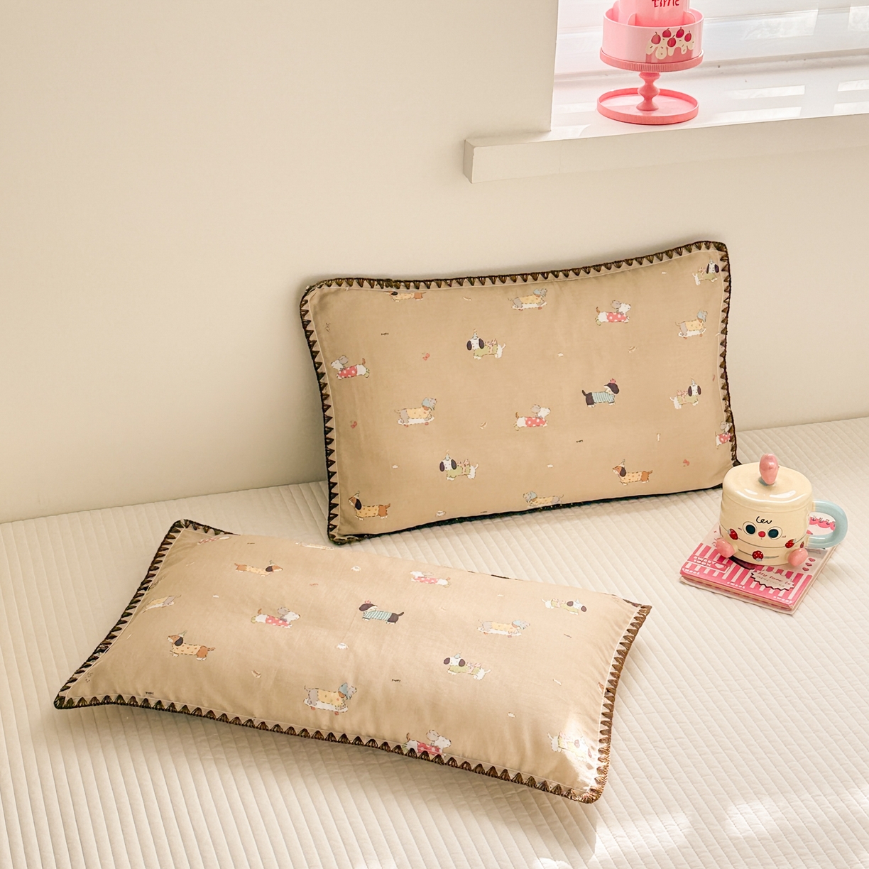 91家纺网 家纺一手货源 找家纺 呗旺鹿 2026新款A类全棉纯棉双层纱儿童枕头套纯棉枕芯内胆套 汪汪乐园