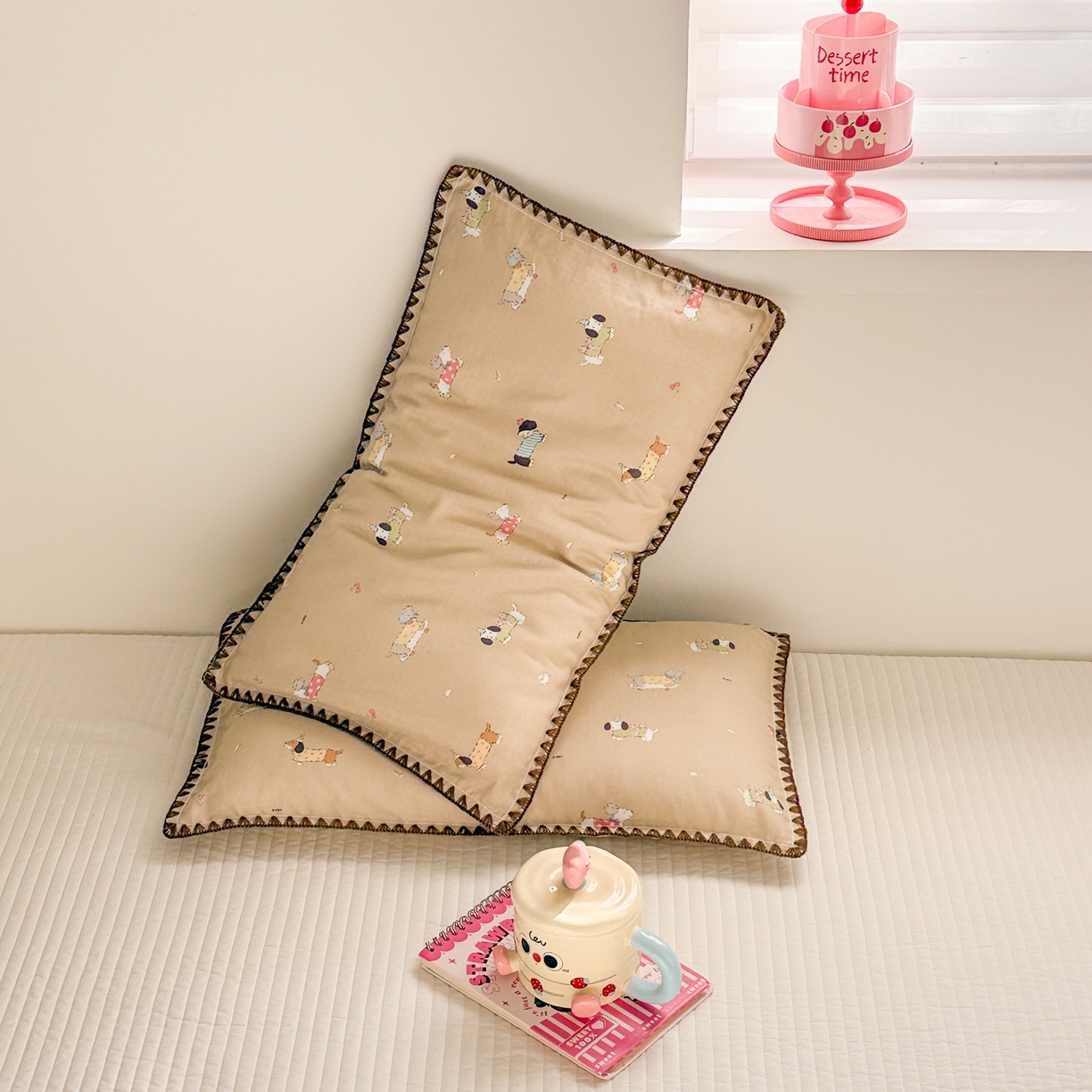 91家纺网 家纺一手货源 找家纺 呗旺鹿 2026新款A类全棉纯棉双层纱儿童枕头套纯棉枕芯内胆套 汪汪乐园