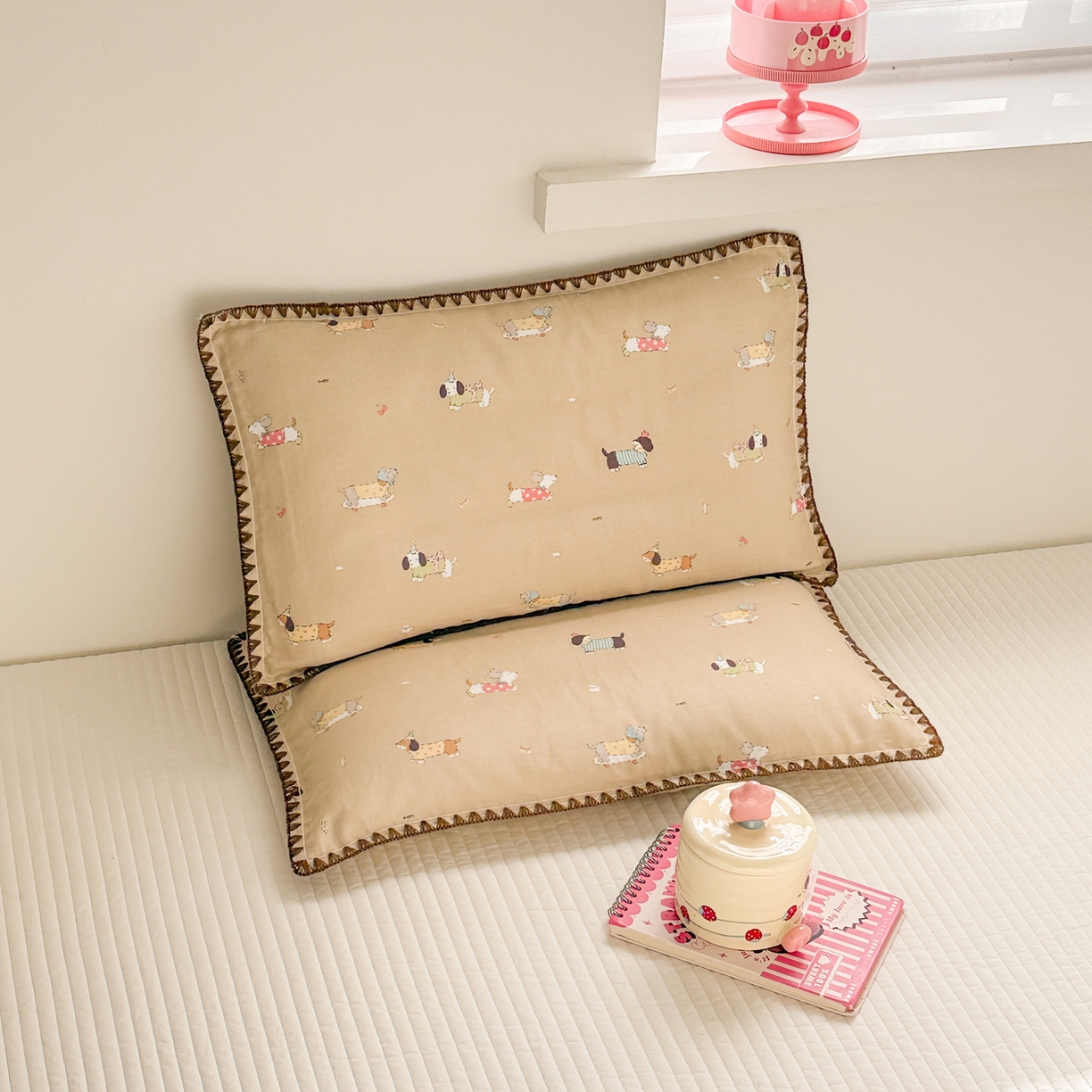 91家纺网 家纺一手货源 找家纺 呗旺鹿 2026新款A类全棉纯棉双层纱儿童枕头套纯棉枕芯内胆套 汪汪乐园