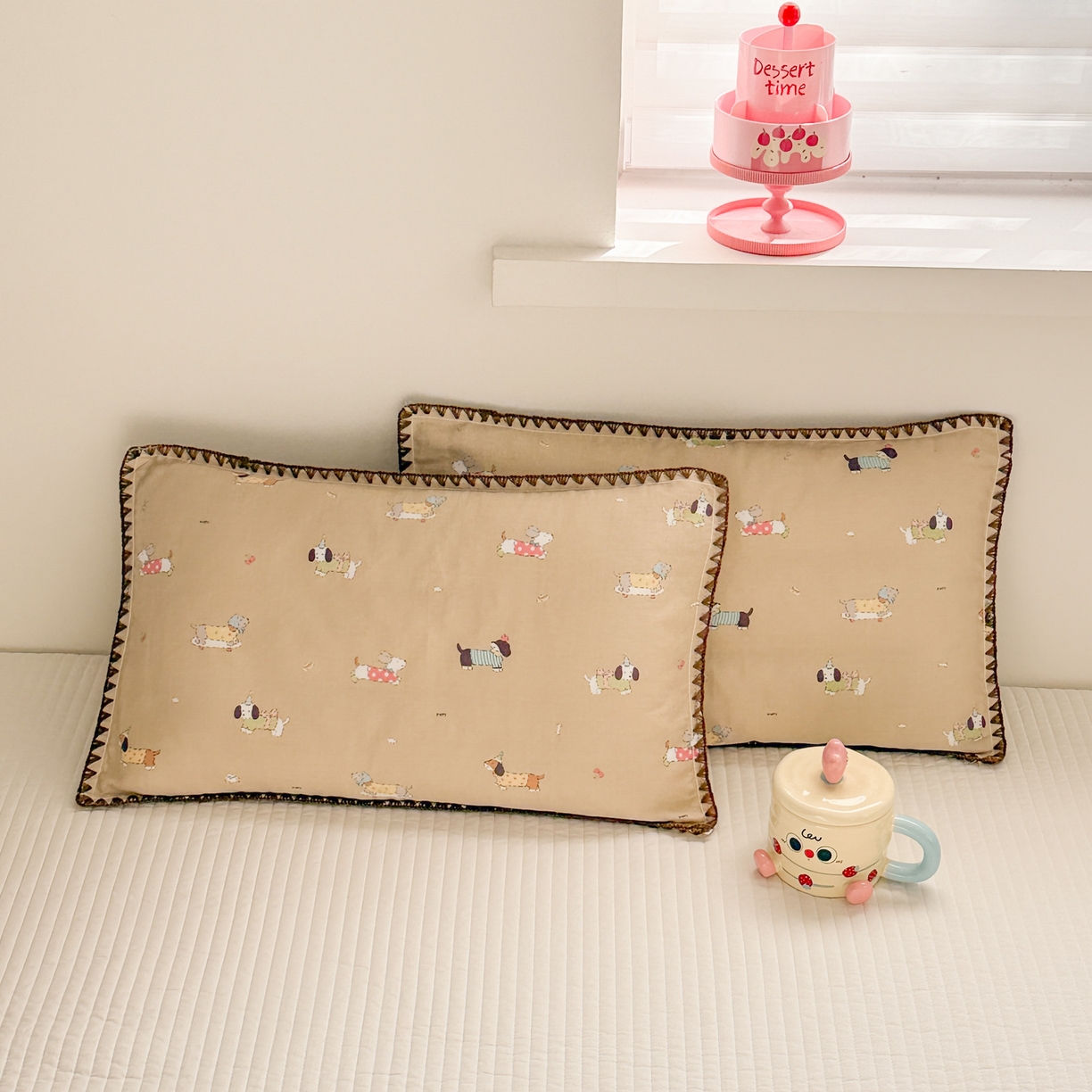 91家纺网 家纺一手货源 找家纺 呗旺鹿 2026新款A类全棉纯棉双层纱儿童枕头套纯棉枕芯内胆套 汪汪乐园