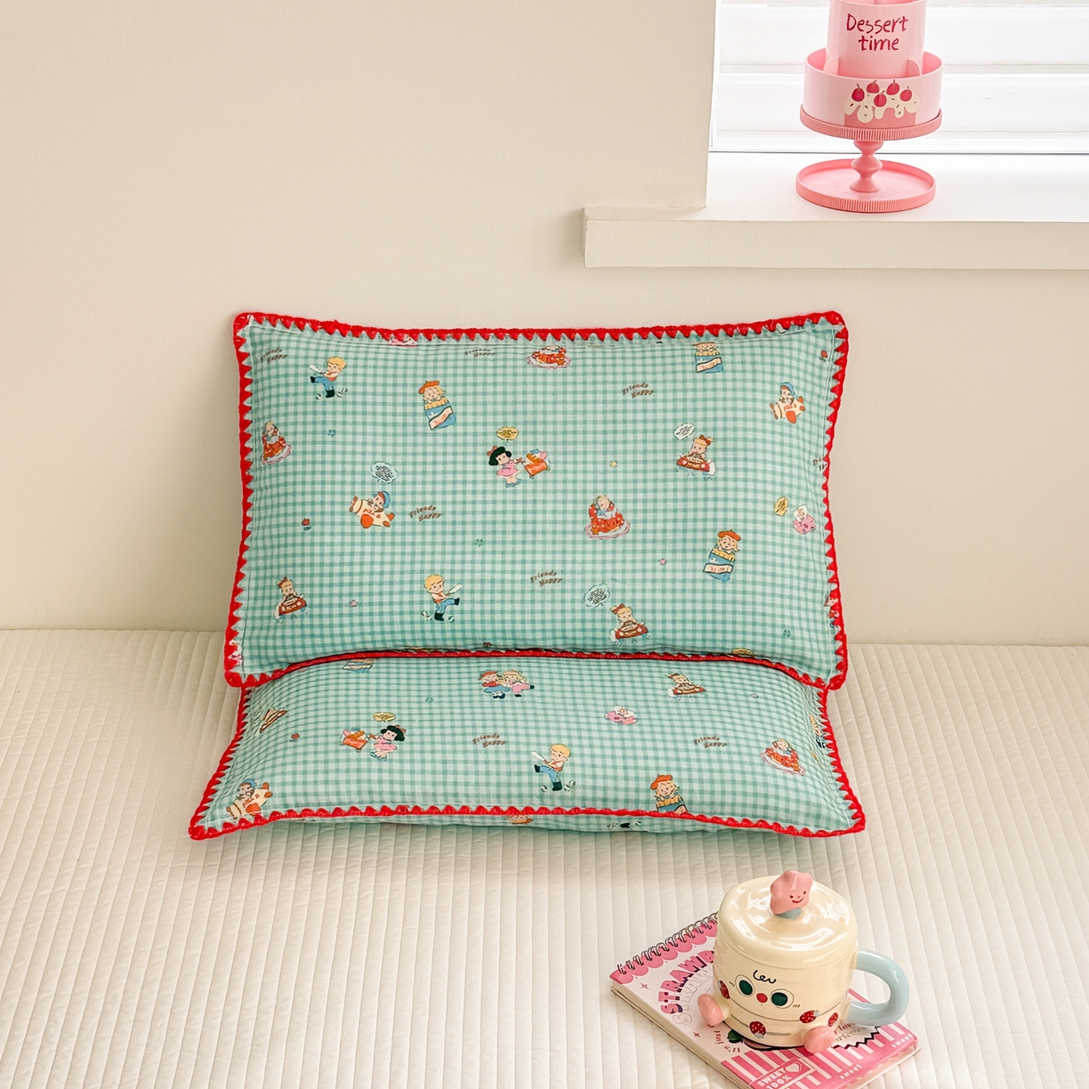 91家纺网 家纺一手货源 找家纺 呗旺鹿 2026新款A类全棉纯棉双层纱儿童枕头套纯棉枕芯内胆套 美漫女孩