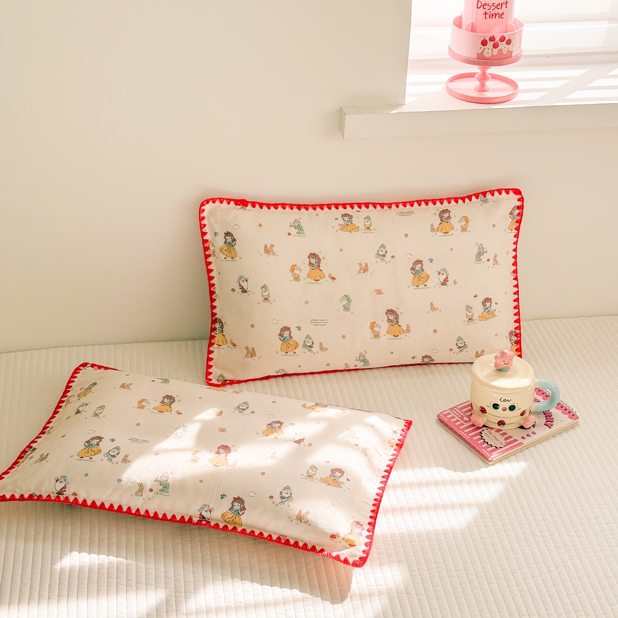 91家纺网 家纺一手货源 找家纺 呗旺鹿 2026新款A类全棉纯棉双层纱儿童枕头套纯棉枕芯内胆套 雪公主