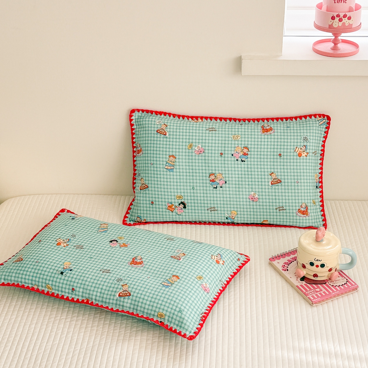 91家纺网 家纺一手货源 找家纺 呗旺鹿 2026新款A类全棉纯棉双层纱儿童枕头套纯棉枕芯内胆套 美漫女孩