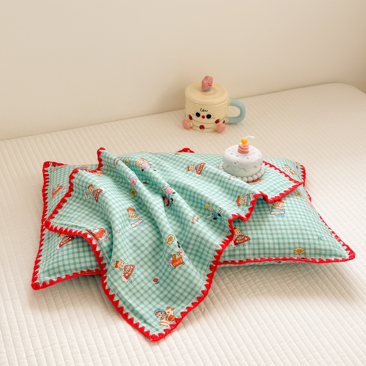 91家纺网 家纺一手货源 找家纺 呗旺鹿 2026新款A类全棉纯棉双层纱儿童枕头套纯棉枕芯内胆套 美漫女孩