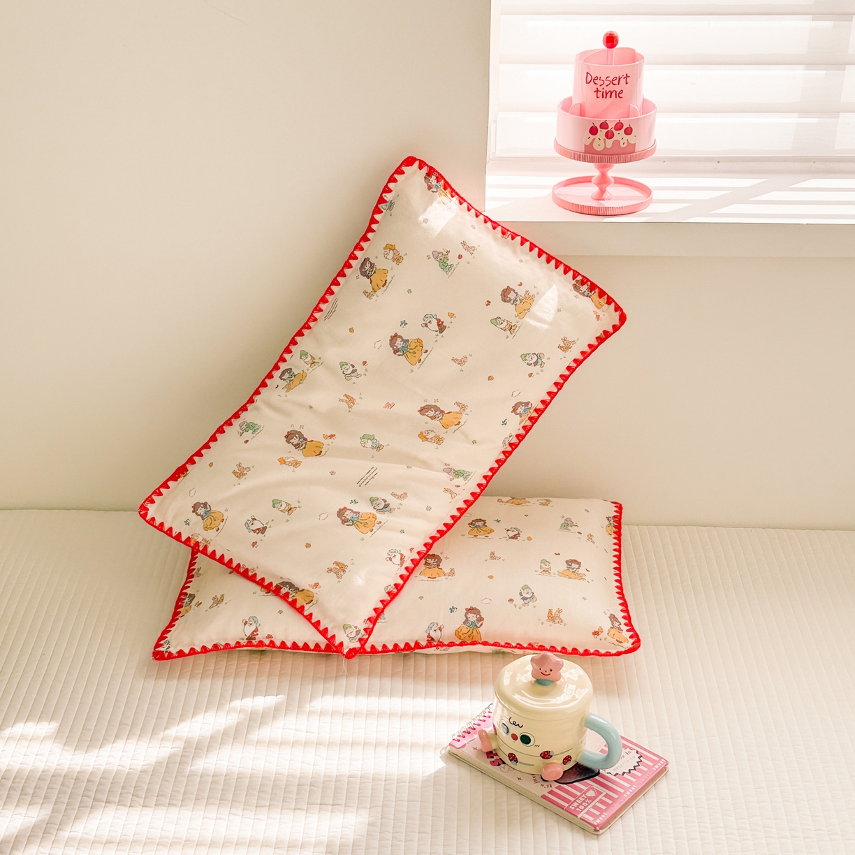 91家纺网 家纺一手货源 找家纺 呗旺鹿 2026新款A类全棉纯棉双层纱儿童枕头套纯棉枕芯内胆套 雪公主