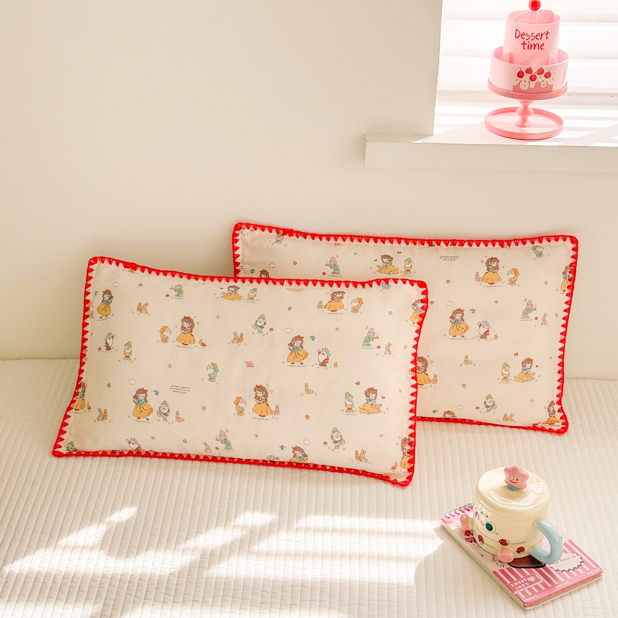 91家纺网 家纺一手货源 找家纺 呗旺鹿 2026新款A类全棉纯棉双层纱儿童枕头套纯棉枕芯内胆套 雪公主