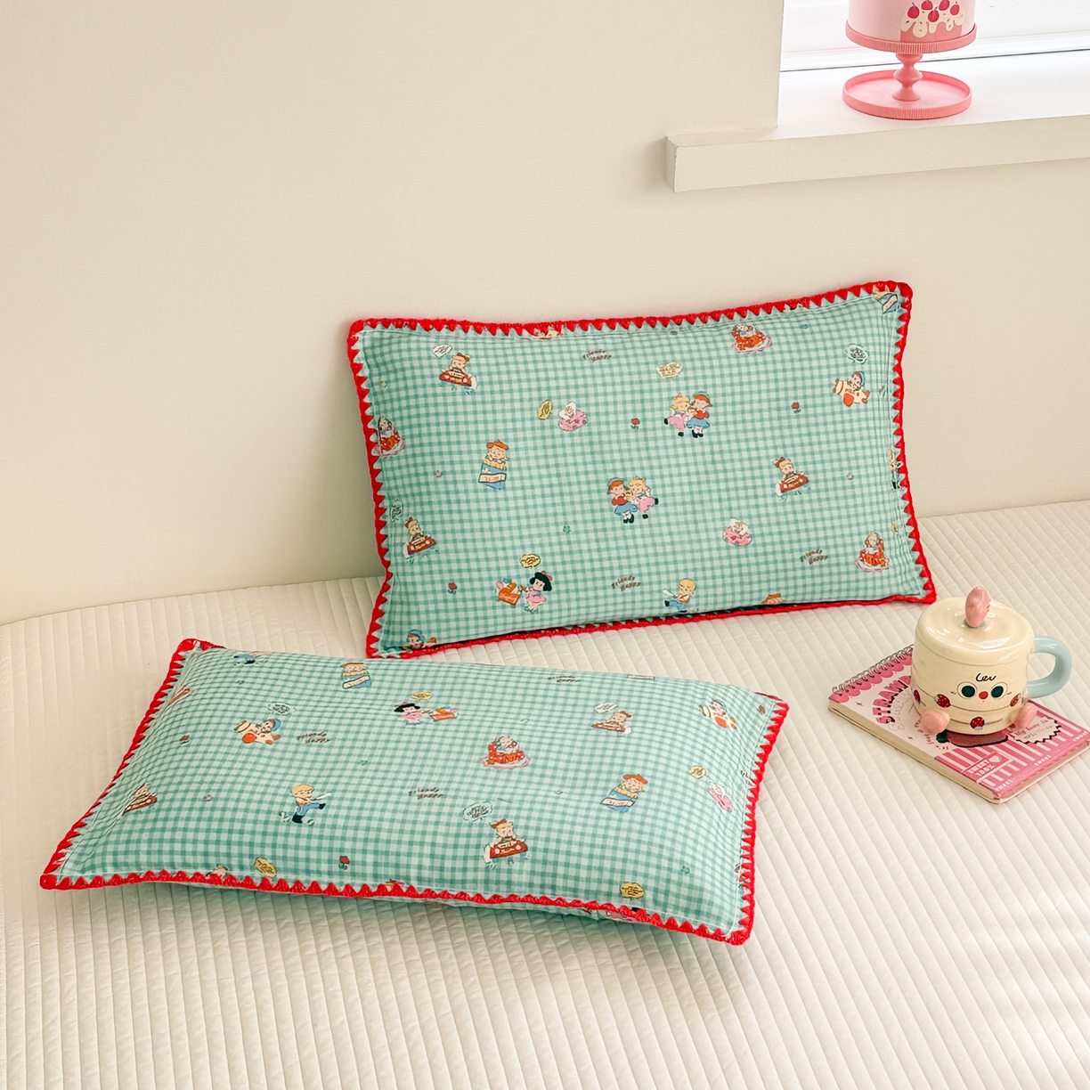 91家纺网 家纺一手货源 找家纺 呗旺鹿 2026新款A类全棉纯棉双层纱儿童枕头套纯棉枕芯内胆套 美漫女孩