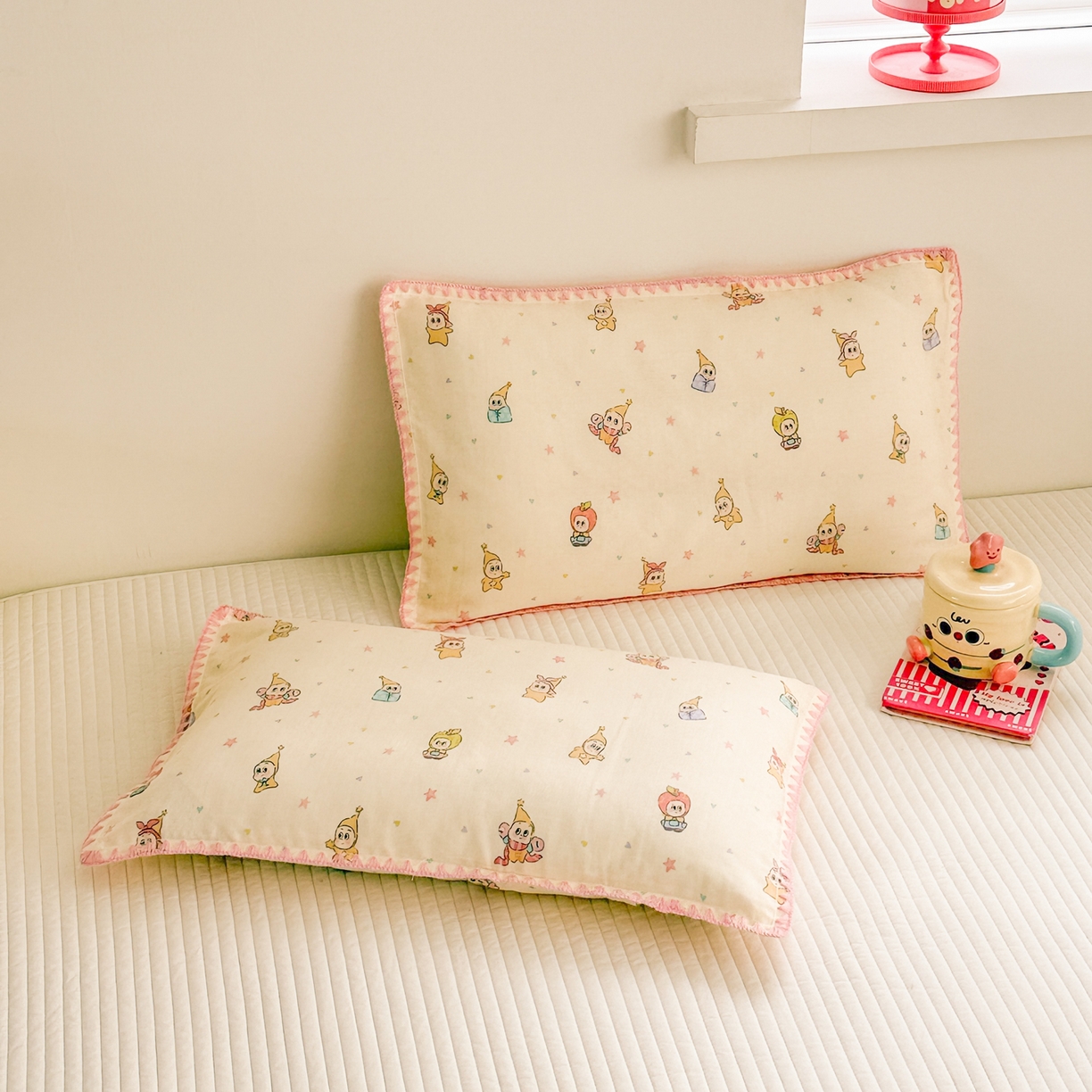 91家纺网 家纺一手货源 找家纺 呗旺鹿 2026新款A类全棉纯棉双层纱儿童枕头套纯棉枕芯内胆套 星星人