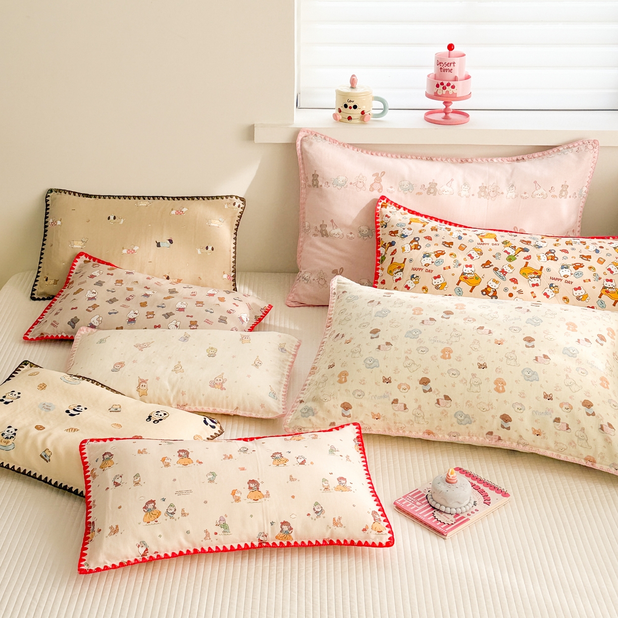 91家纺网 家纺一手货源 找家纺 呗旺鹿 2026新款A类全棉纯棉双层纱儿童枕头套纯棉枕芯内胆套 组合图仅供展示-不可下单