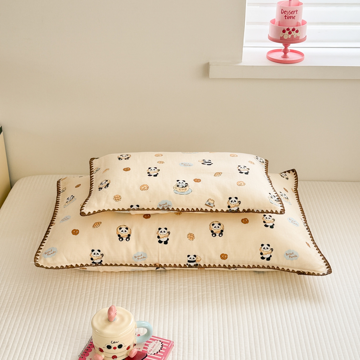 91家纺网 家纺一手货源 找家纺 呗旺鹿 2026新款A类全棉纯棉双层纱儿童枕头套纯棉枕芯内胆套 茶杯熊