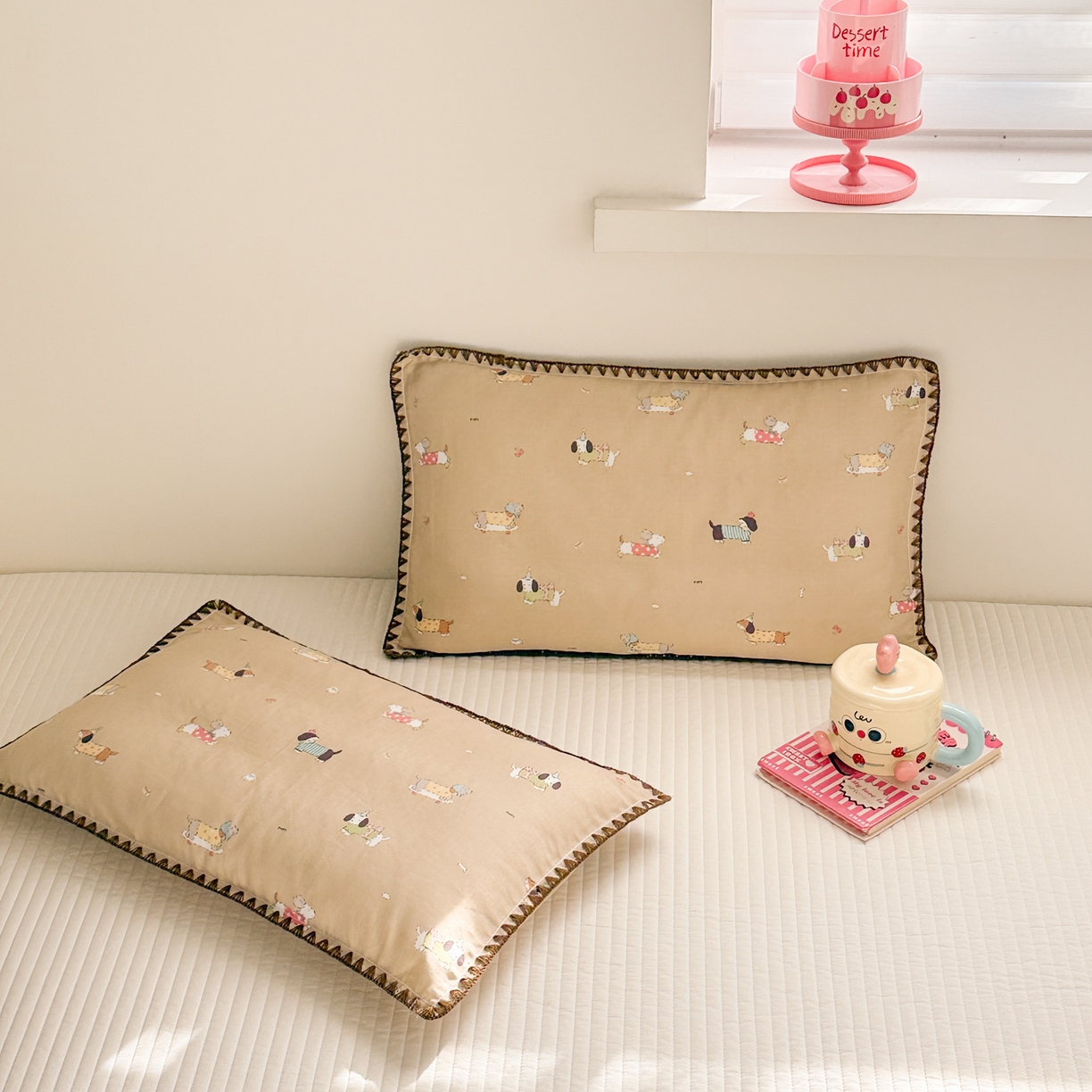 91家纺网 家纺一手货源 找家纺 呗旺鹿 2026新款A类全棉纯棉双层纱儿童枕头套纯棉枕芯内胆套 汪汪乐园